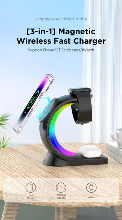 GUIDION GlowDock 4-in-1 magnetic wireless charging station